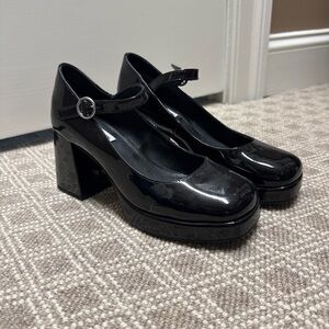 Steve Madden Black Patent Leather Block Heels
